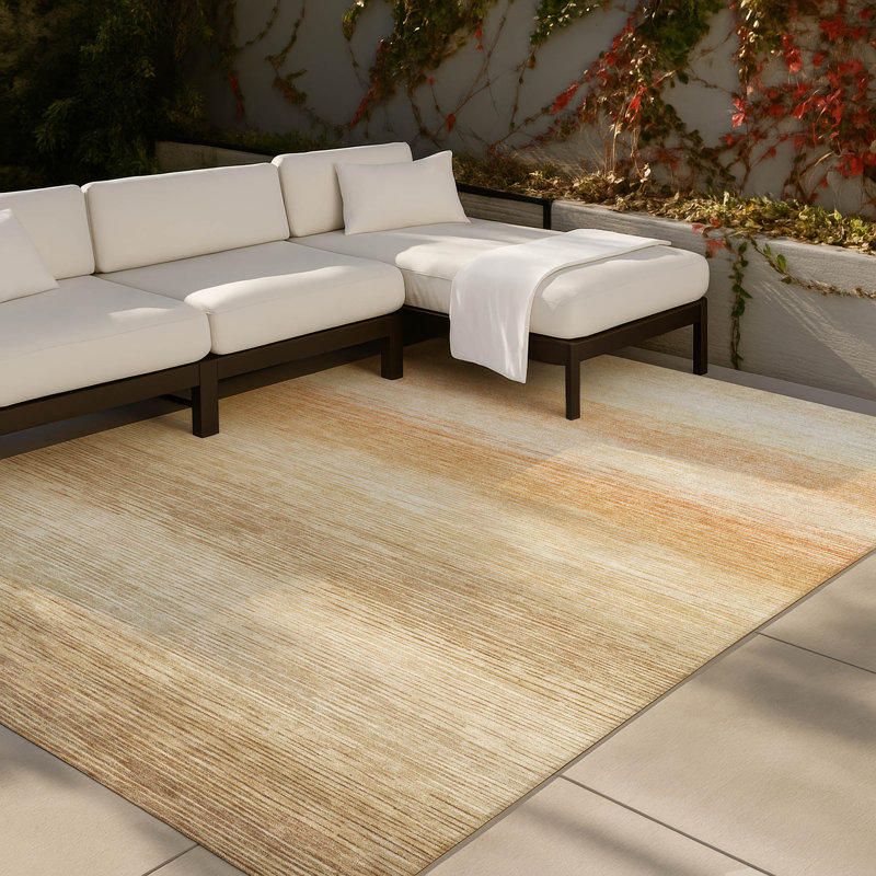 Machine Washable Indoor/Outdoor Chantille ACN2891 Striped Rug, 8' x 10', Copper