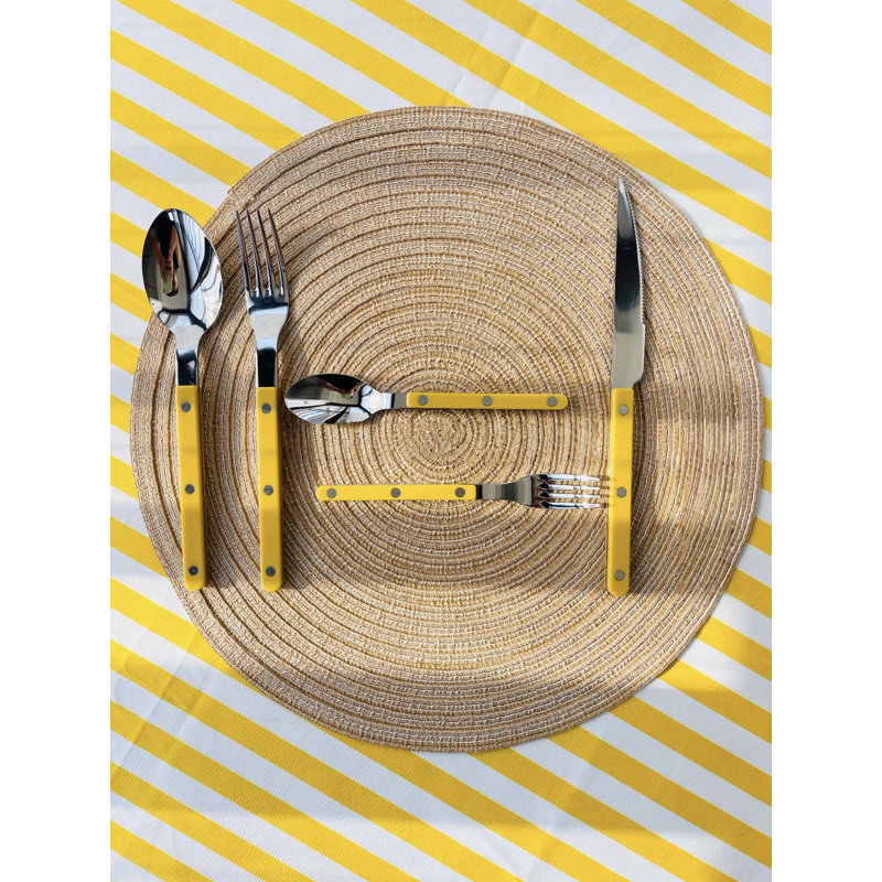 Couverts en acier inoxydable S / 10 Dopamine Rivet, couverts de style bistro contemporain, Jaune