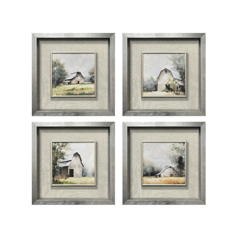 Windham 4-Piece Farmhouse Barn Framed Canvas Paintings