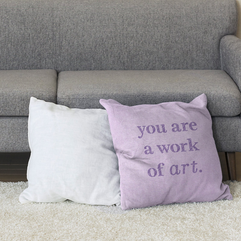 Oreiller de plancher Work of Art, 28 po x 28 po, Mauve
