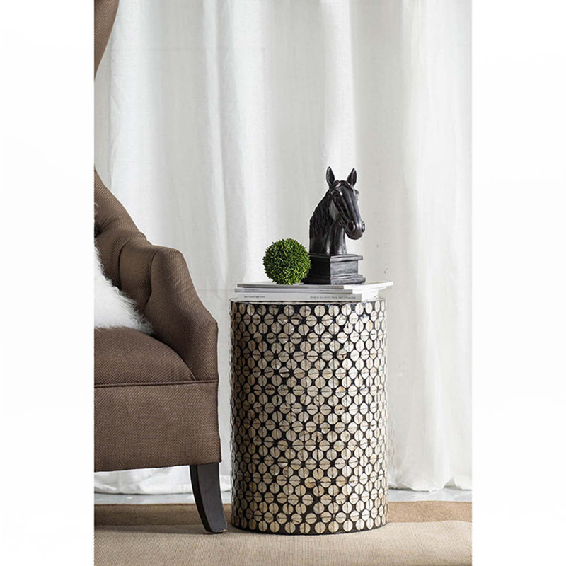 Tabouret cylindrique de jardin Capiz, table d'appoint