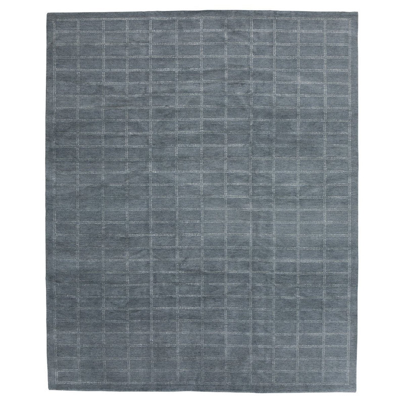 Handmade Silk and Wool Geometric Area Rug, Rectangle 2' x 3'