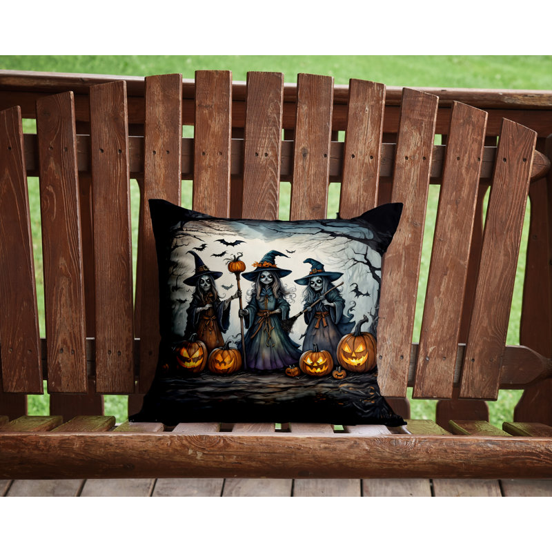 Coussin décoratif intérieur / extérieur en polyester More / Spooky More Spooky Halloween, 14 po x 14 po