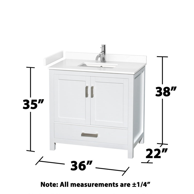 Sheffield 30" No Mirror Bathroom Vanity Set, White Cultured Marble, Dark Gray, 36"