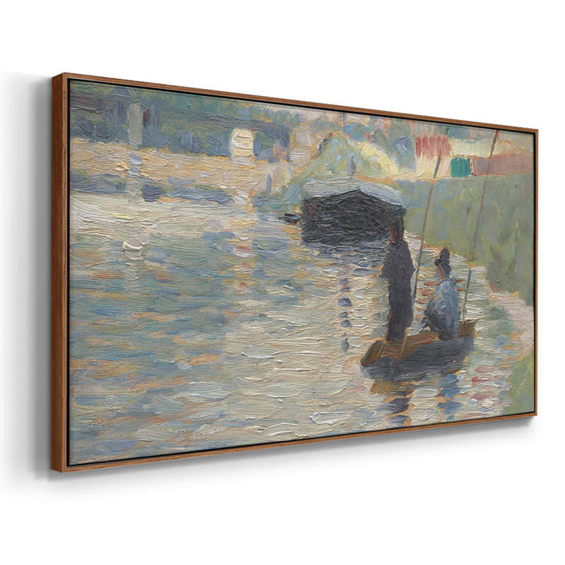 Vue de la seine - Toile tendue avec châssis, prête à accrocher, H 21 po x l 41 po, Noyer