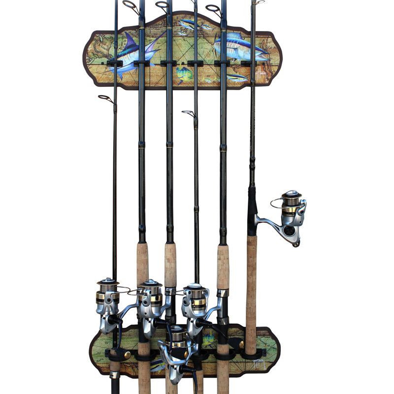Guy Harvey Ancient Map 6 Rod Wall Rack