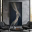 Art moderne abstrait de silhouette de ruban coulant bleu marine foncé - grande toile encadrée de chambre à coucher principale-2087650993-2087650995