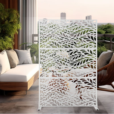 72" H x 47" W Metal Privacy Screen, Outdoor Privacy Screens - Decorative Outdoor Divider with Stand, Outdoor privacy Panels for Balcony & Patio by UFURYRIDE