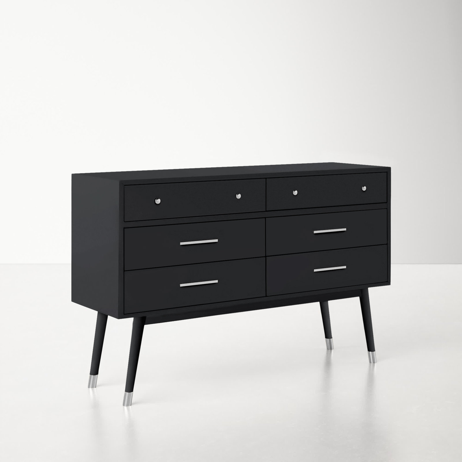 Samuel 6 - Drawer Double Dresser, Black/Silver