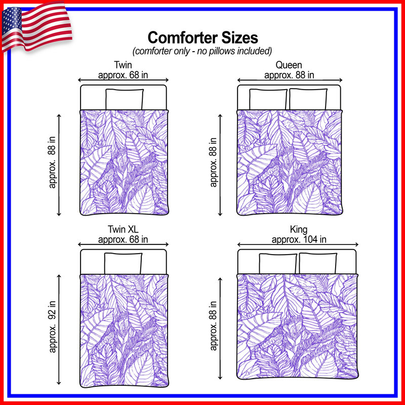 Purple Leaf Illustration Comforter, Twin Extra Long