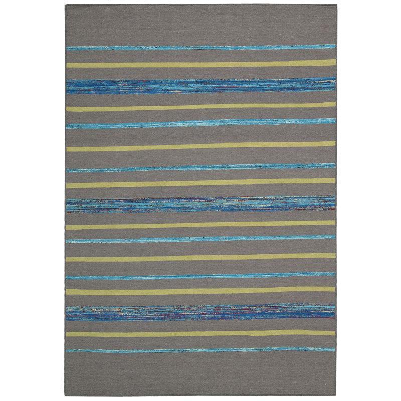 Tapis gris / turquoise Cay, Rectangle 3 pi 9 po x 5 pi 9 po