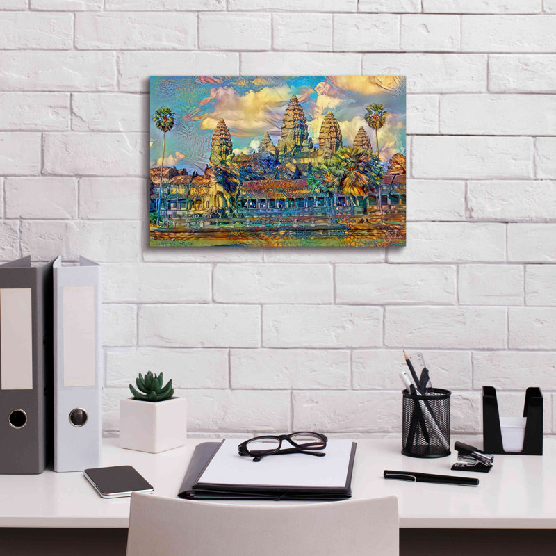 «Epic Graffiti» «Cambodge Angkor Wat» par Pedro Gavidia, impression sur toile tendue, H 12 po x l 18 po x P 0,75 po