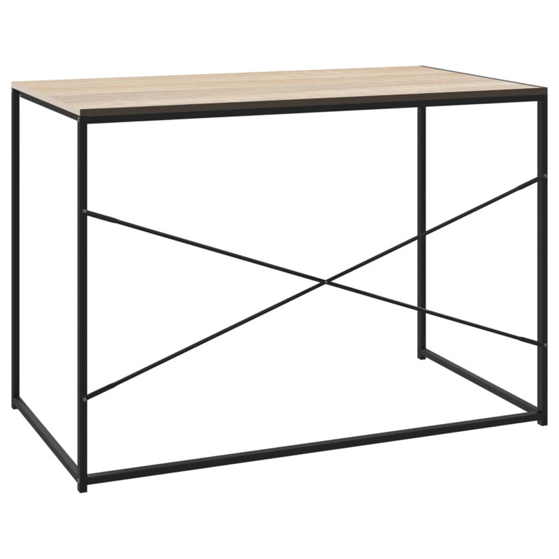 Satrogan Solid Wood Top Writing Desk, Black/Oak