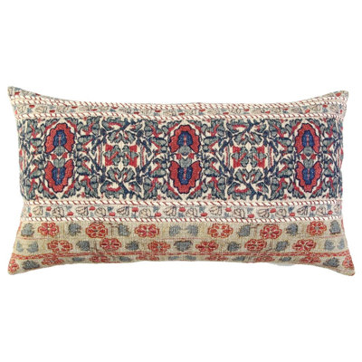 Coussin lombaire à motif rouge et beige