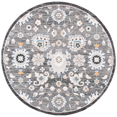 Tapis intérieur/extérieur gris foncé/ivoire oriental Slesnick