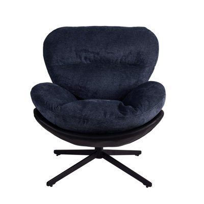 360° Swivel Chair With Dual Material, , Chenille & Faux Leather, Ergonomic For Extended Use Modern Lounge Swivel, Base A Comfortable Workspace by George Oliver