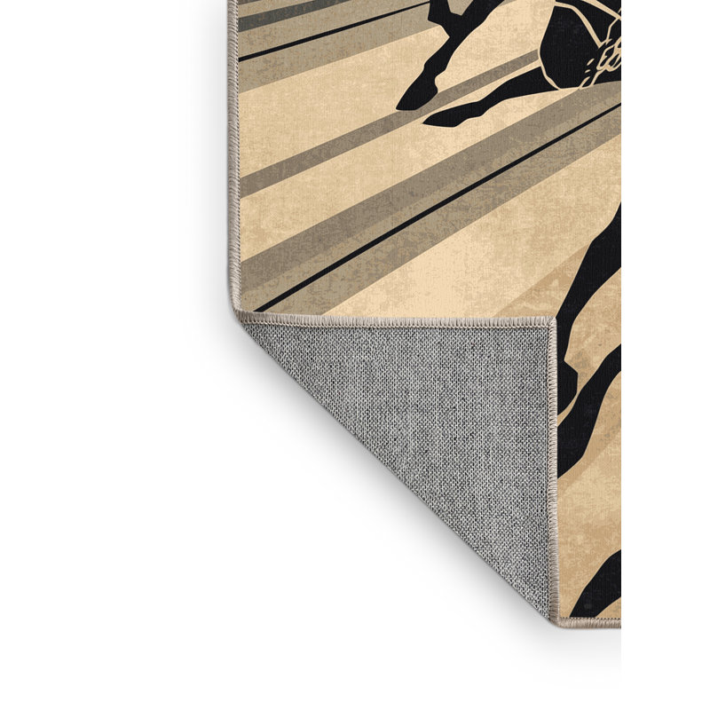 Tapis arc-en-ciel brun et beige lavabo lavable à la machine à la machine, 7 x 9