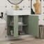 Meuble-lavabo flottant moderne avec lavabo en céramique, rangement à gauche-116116634