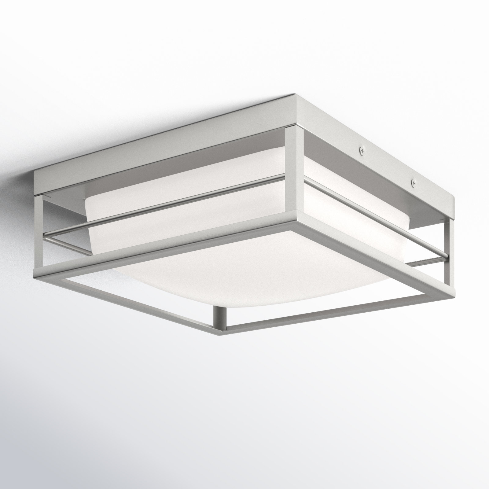 Krista Single Light Glass LED Flush Mount, 3.75" H x 10" W x 10" D, Brushed Nickel