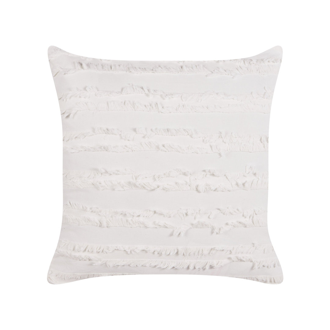 Charlo Striped White Square Throw Cushion With Filling