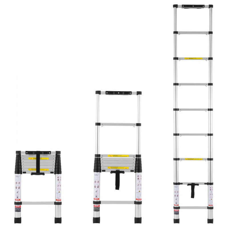 Échelle télescopique rétractable à un bouton 8,5 pi capacité 375 lb