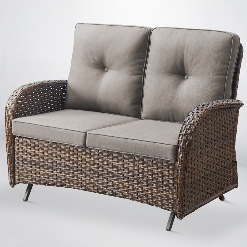 Valierius Stylish Patio Loveseat Glider Sofa With Water-Resistant Cushions - Smooth Gliding Experience And Durable Design For Backyard, Garden, And Balcony Relaxation