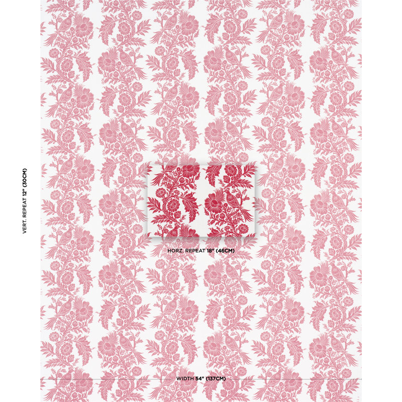 Schumacher X Marie-Anne Oudejans Raven Woods Fabric, Red