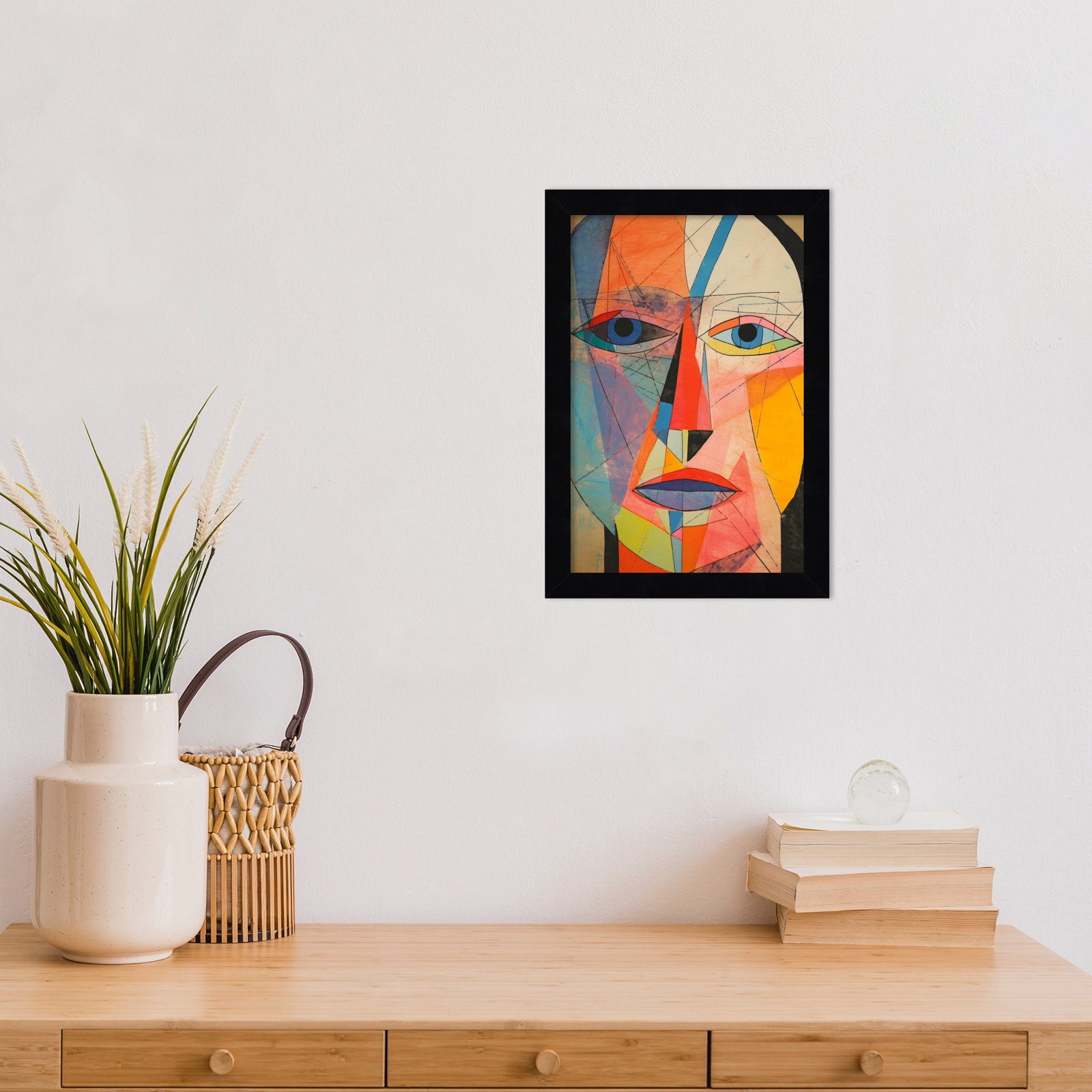 The Face Print by Treechild, 13" H x 9" W, Black
