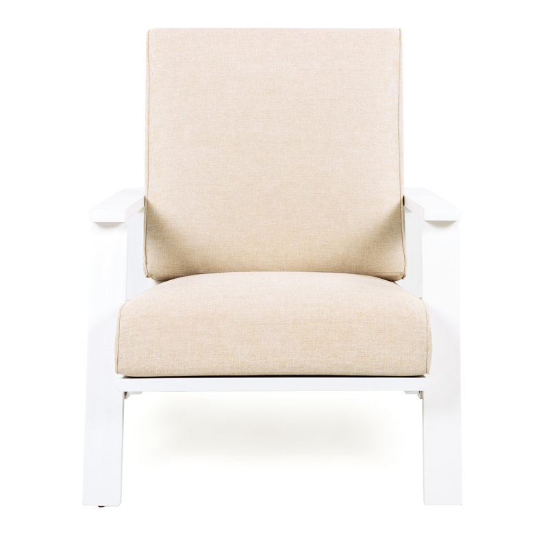 White Wood Frame Patio Chair With Beige Cushion - And Stylish For Summer Outdoor Moments Comfortable, White