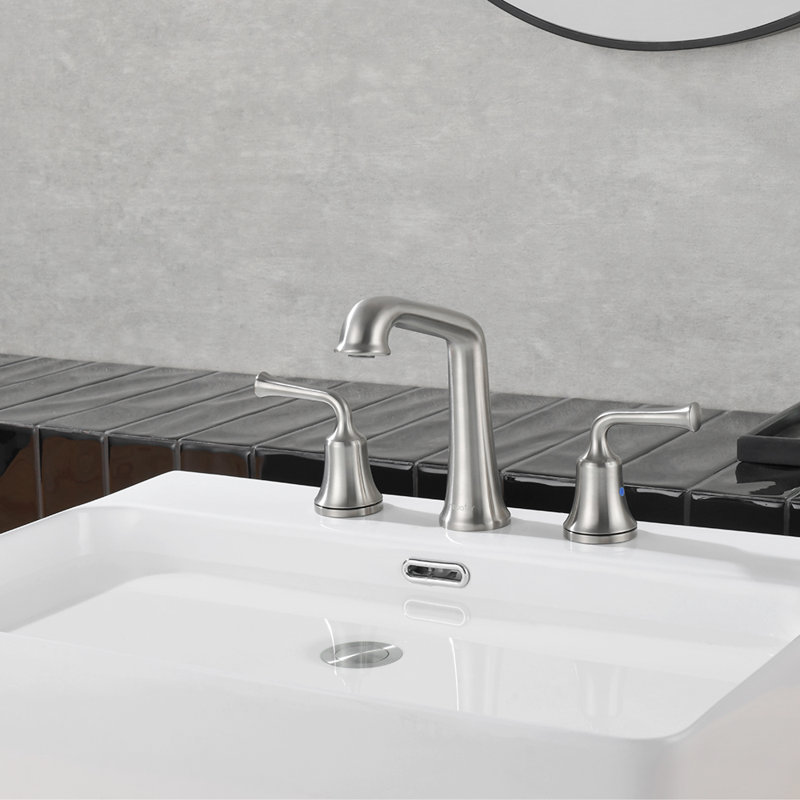 Widespread 2-handle Bathroom Faucet with Drain Assembly, Brushed Nickel