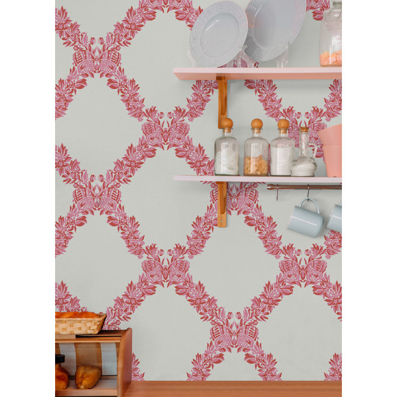 Wreath Vinyl Peel & Stick Wallpaper Double Roll, Valentino