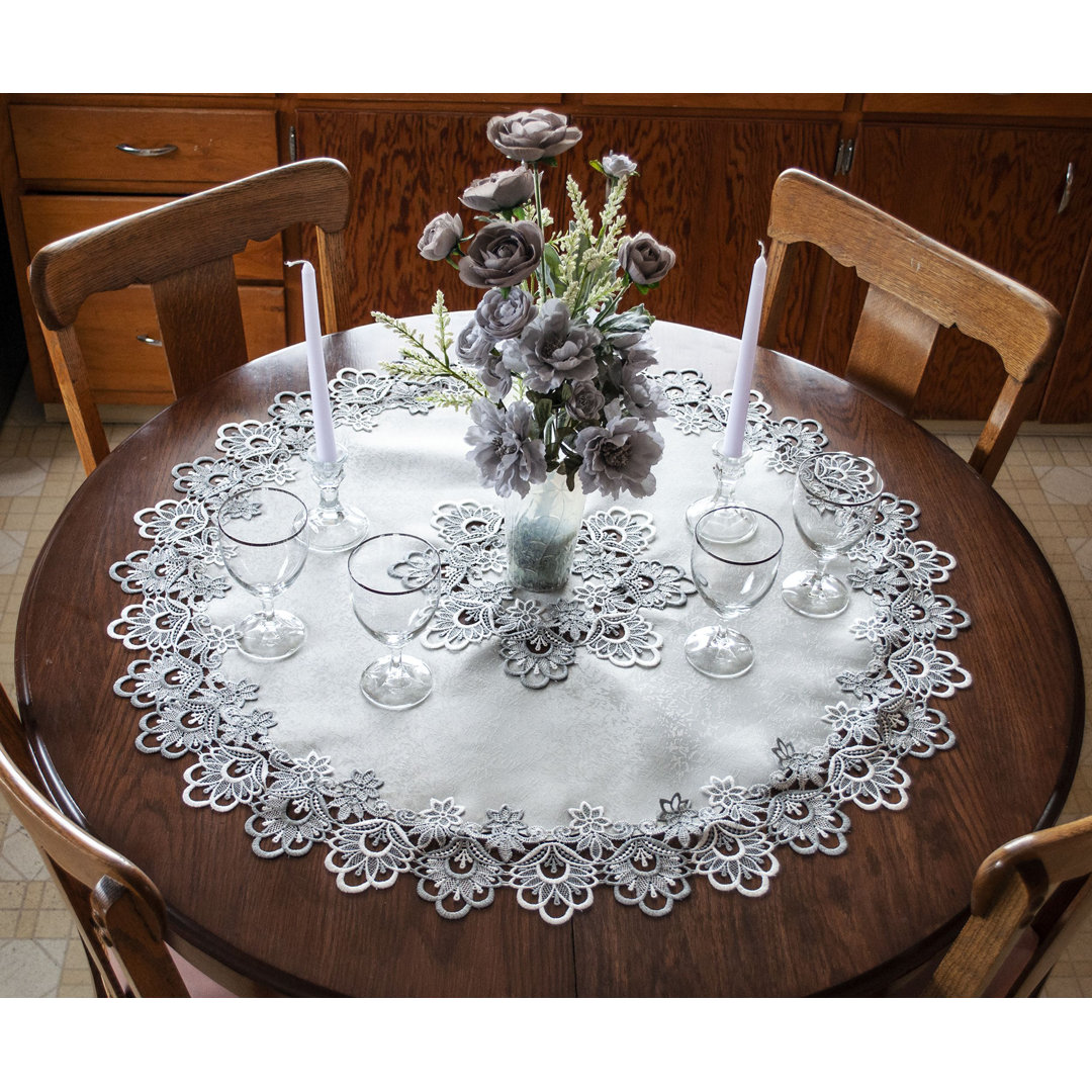 Stalnaker Silver Lace Doily/ Table Topper (33" Round) House of Hampton®