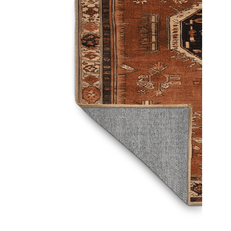 Machine Washable Turkish Brown Area Rug, Square 6'