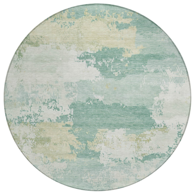 Machine Washable Indoor/Outdoor Kerwin ACN2372 Abstract Rug, Round 8'