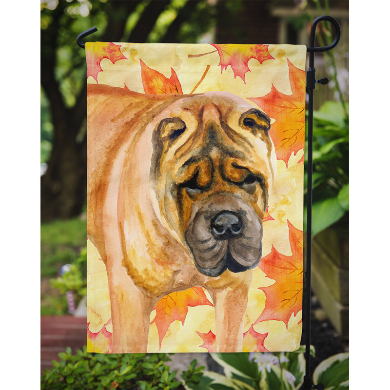 Automne 2 côtés en polyester 15 x 11 po drapeau de jardin, Shar Pei blond