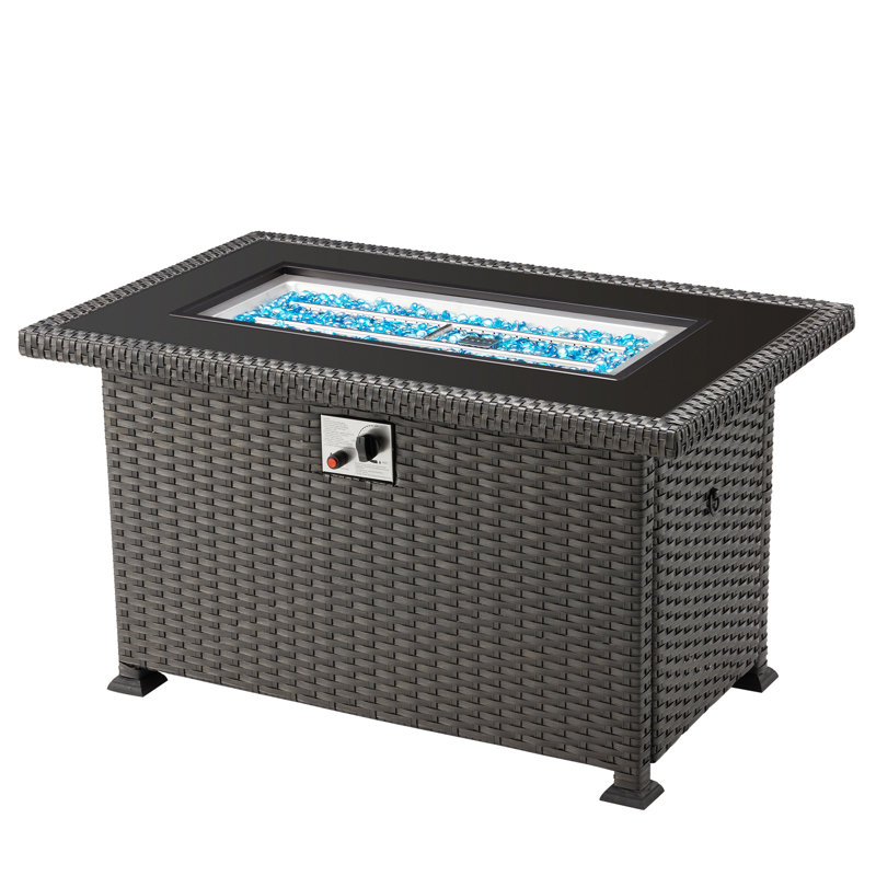Fire Pit Table Auto-Ignition Propane Gas Fire Pit Table, Black, 24.8" H x 50.4" W x 30.5" D