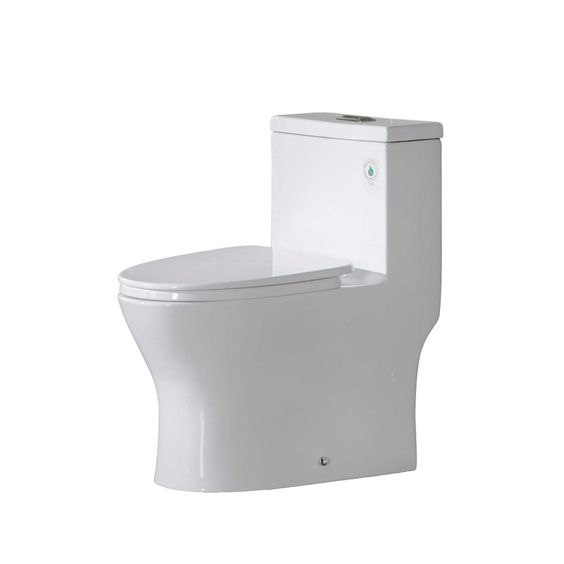 1.28 GPF Elongated One Piece Dual-Flush Toilet with Soft-Closing Seat,MAP Flushing 1000G, White/Brushed Nickel