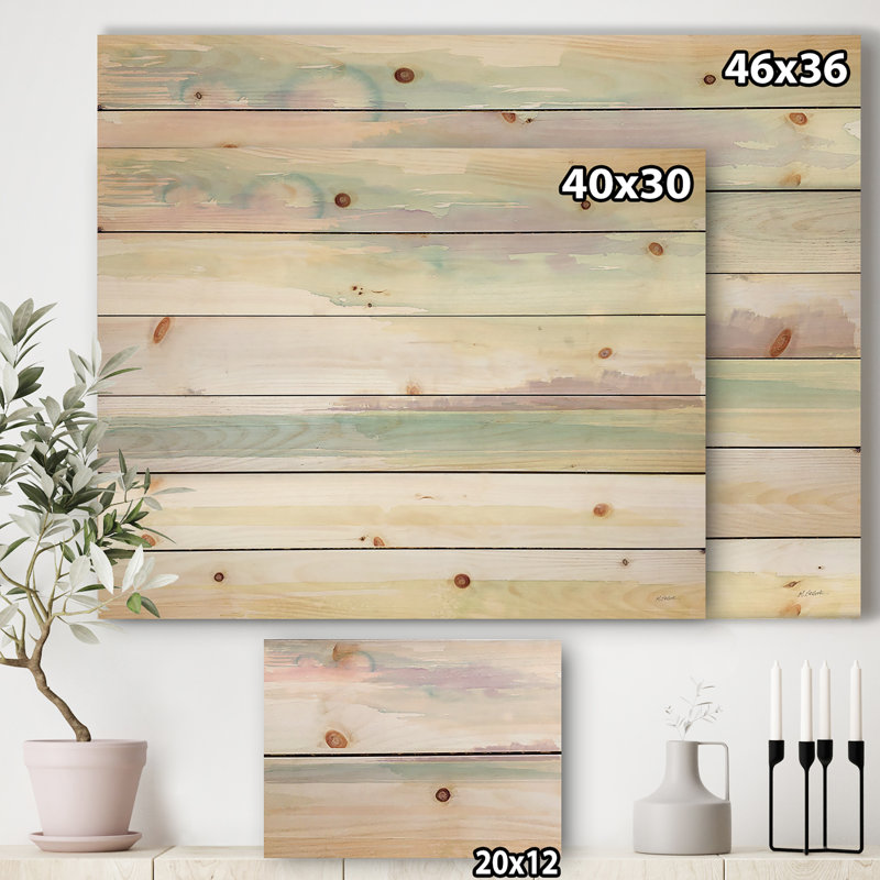 Horizon - reproduction côtière sur bois de pin naturel, H 20 po x l 20 po x P 1 po