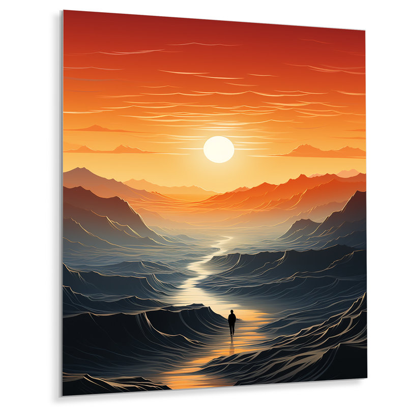 Solutitude Desert Walk At Sunset - désert, art mural en métal, H 20 po x l 12 po x P 1 po