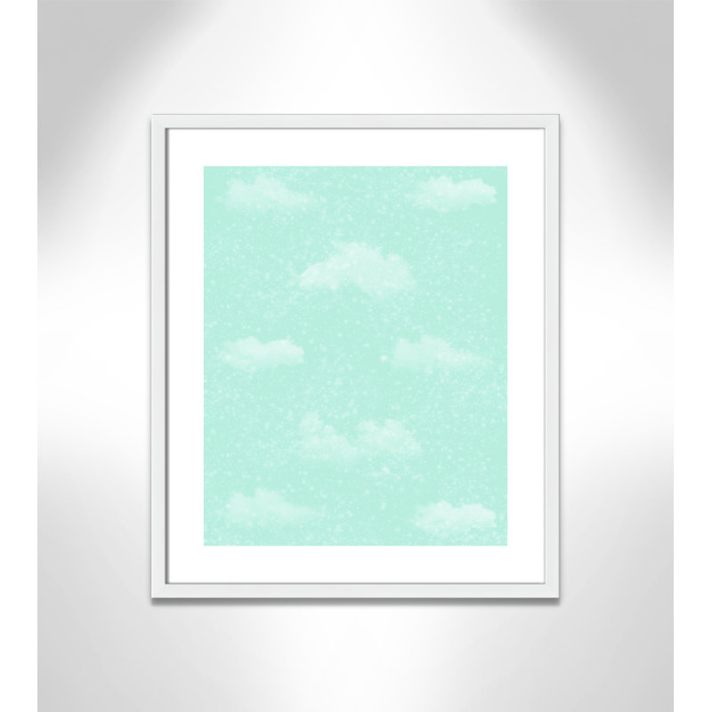 Art unique de nuages scintillants, H 25,5 po x l 21,5 po x P 1,1875 po, Encadré de boîte blanc