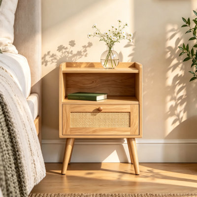 Ensemble de 2 tables de chevet modernes du milieu du siècle avec tiroir
