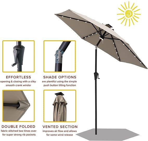 Arlmont & Co. Daelynn 89'' Lighted Balcony Umbrella | Wayfair