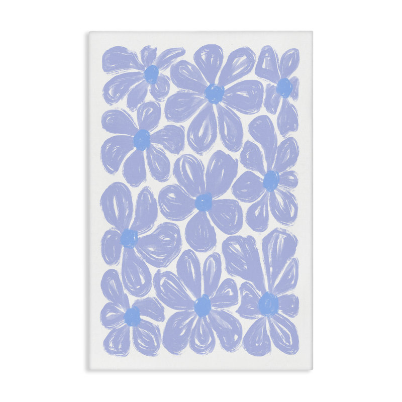 Toile à motif de fleurs bleues, design par Martina Pavlova, H 24 po x l 16 po