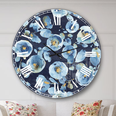 Indigold metallic Flower Pattern - Traditional wall clock