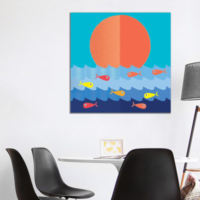 Fish Fishing For Friends 1 Piece Wall Art on Canvas