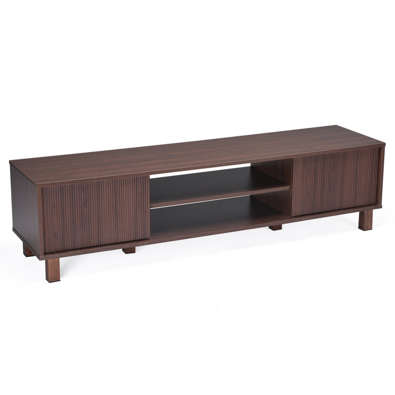 Merlino Solid and Manufactured Wood TV Stand with Cable Management, Walnut