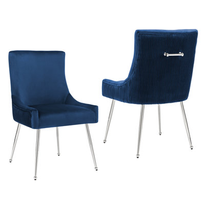 Velvet Upholstered Side Chair With Silver Legs