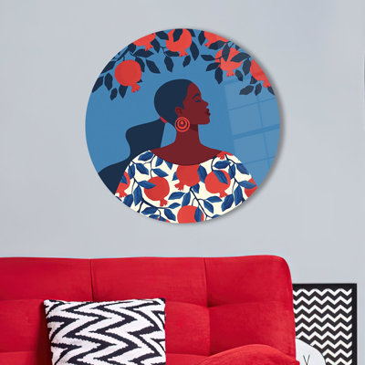 Décoration murale abstraite femme en verre trempé avec une grenade dans un style créatif d'art mural