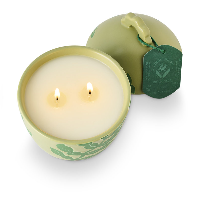 Bougie en céramique avec couvercle Sun Terrace Jungle Magnolia 300g, Green Citrus
