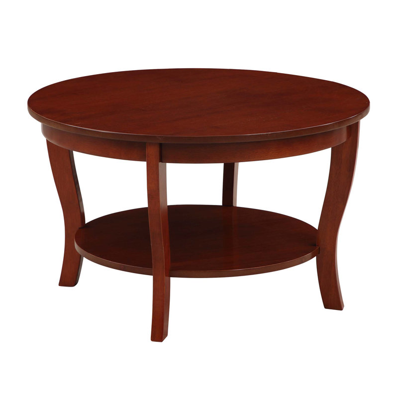 Carbin 30" Coffee Table with Shelf, Mahogany